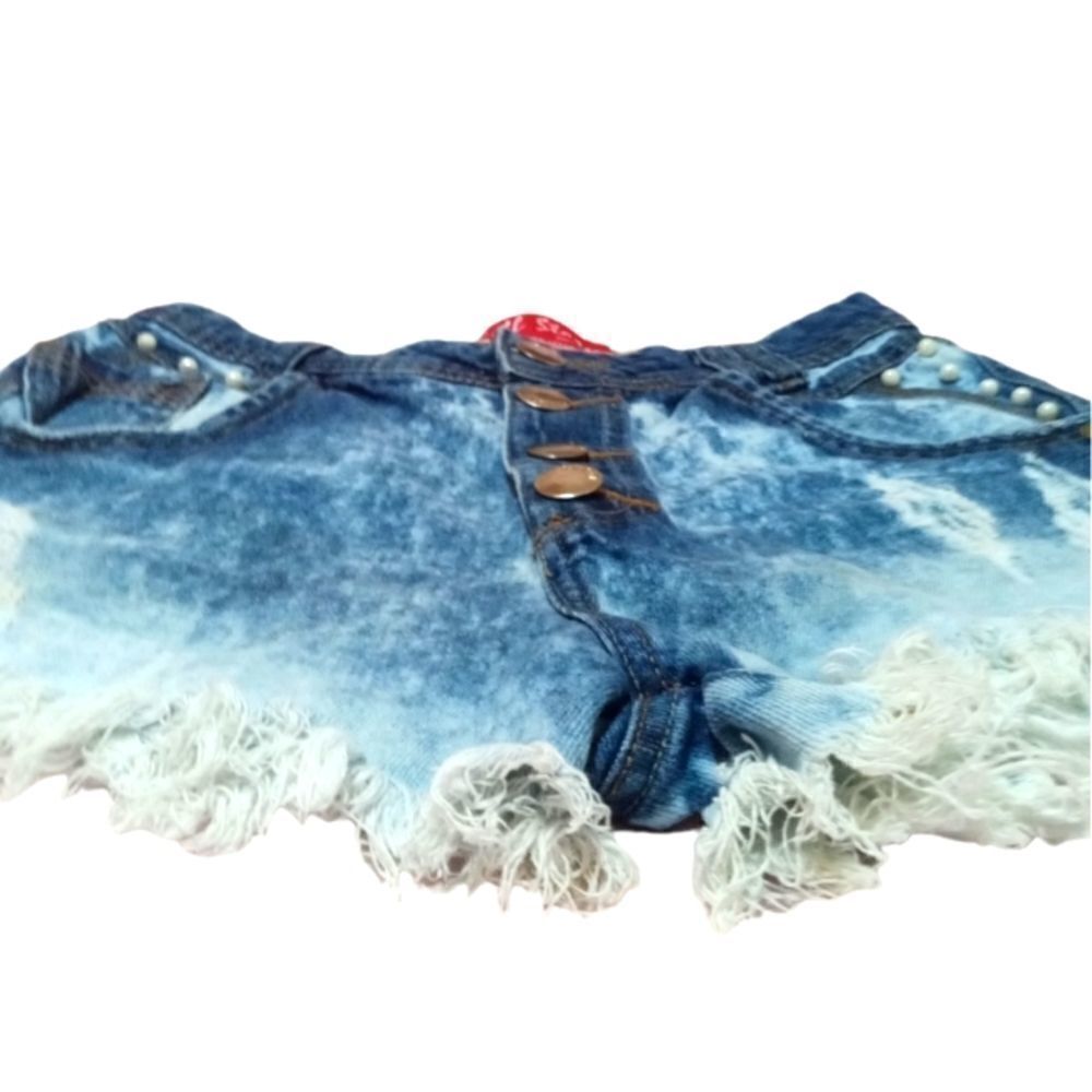 Distressed High Waisted Frayed Hem Denim Booty Shorts s40